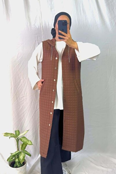 Asya Karen Quilted Patterned Long Vest