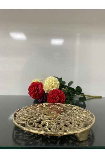 DecoZel Brass Cast Iron Wicker Large Trivet Teapot Stand Presentation