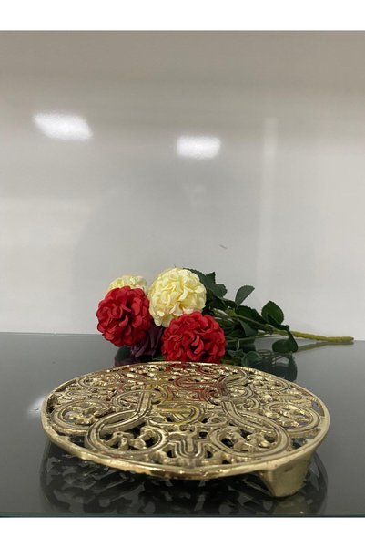 DecoZel Brass Cast Iron Wicker Large Trivet Teapot Stand Presentation