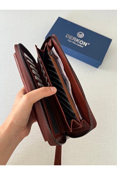 DERKON Luxury Genuine Leather Handheld Wallet with Phone Compartment Niko Model