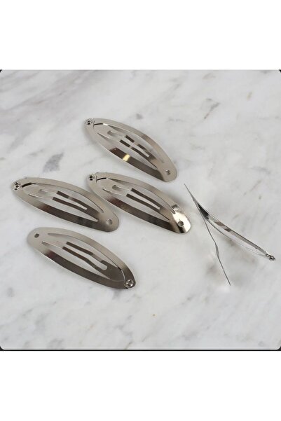 KÜBRA UYAN JEWELRY Metal Snap Clip - Hairpin Clip - 20Pcs - Tongs Clip - (Suitable for Making Clips) - Silver Color