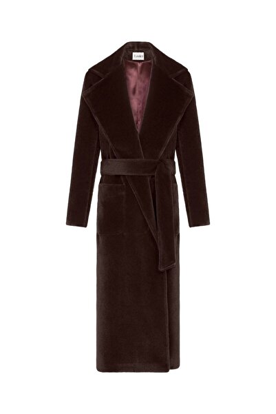 laulei معطف كارمن تاي من الريش باللون البني