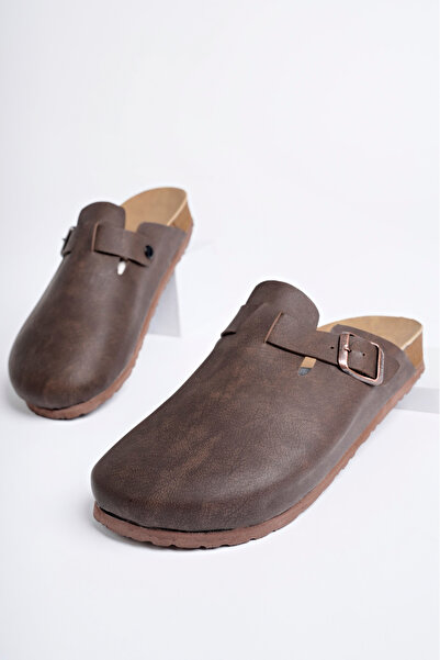 ARYAN Yen Boston Unisex Tokalı Süet Sabo Terlik | Rahat Taban Ev ve Dış Mekan Terlik