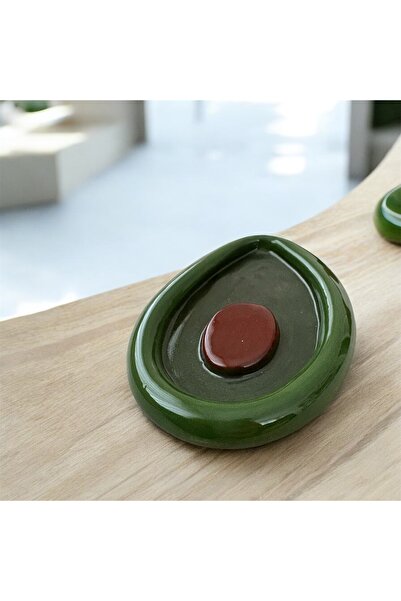 HAB TRADE Modern Tasarım Avokado Şeklinde Mini Seramik Tabak – El Yapımı Dekoratif Sunum ve Takı Tabağı