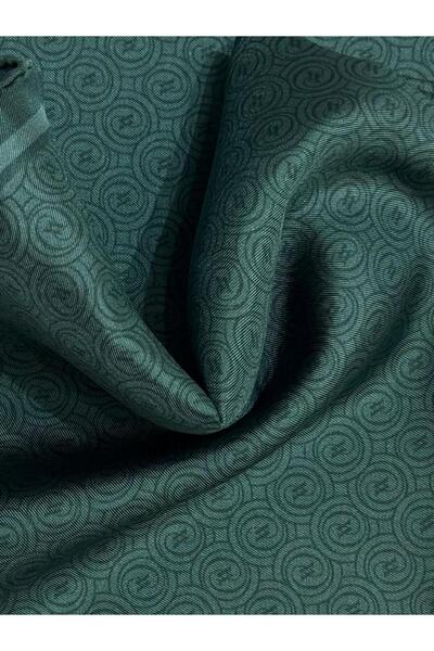 Vakko Tivil Monogram Silk Scarf 41408-Emerald Green