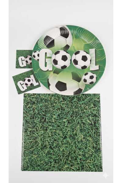 Hané futbol temalı Karton Tabak 16 adet; Plastik Masa örtüsü 2 adet