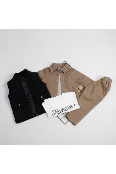 bebegci Quilted Vest Set Shirt and T-Shirt 4-Piece Boys' Set