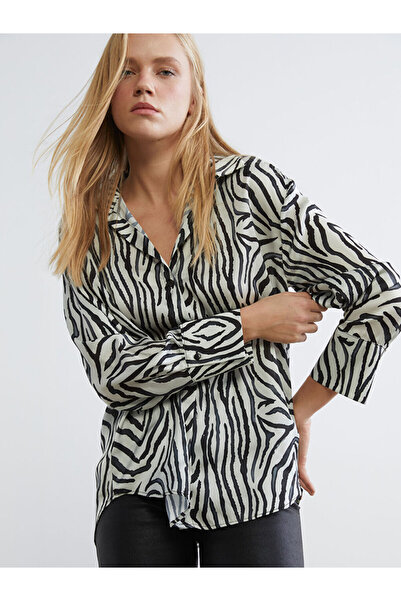 LC Waikiki Cămașă pentru femei LCW Vision cu model zebră neagră