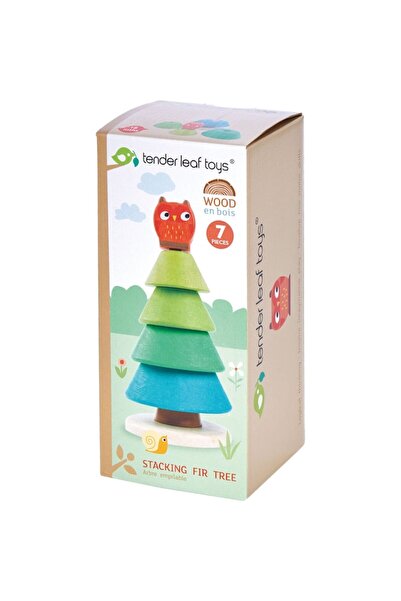 Tender Leaf Toys Stacking Christmas Tree Puzzle, made of premium wood - Stacking Fir Tree - 7 pieces -