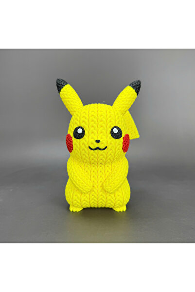 Fud3D بيكاتشو بمظهر محبوك، سلسلة بوكيمون بطول 22 سم مع رأس متحرك