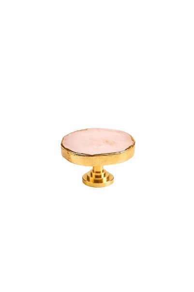 Onuvio Crystal, Round Knob Furniture Handle with Gold Inserts and Brass Base, Model M14 - Pink