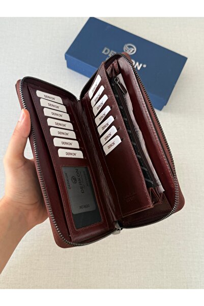 DERKON Luxury Genuine Leather Handheld Wallet with Phone Compartment Niko Model