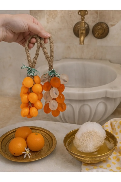 Günebakan مجموعة صابون العنب من سالكيم مكونة من قطعتين، برتقالي غير شفاف وشفاف