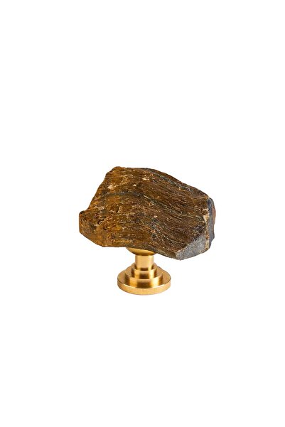 Onuvio Crystal and Semi-Precious Stone Knob Furniture Handle with Brass Base, Model M06 - Brown
