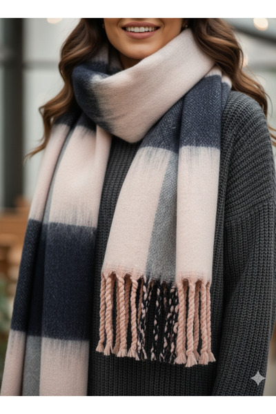 Hat Town Unisex Puffy Plaid Shawl Scarf 45X220 cm