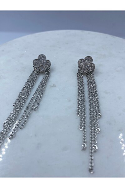 Byoz store Vip Series Zircon Stone Clover Multi-Chain Dangle Earrings