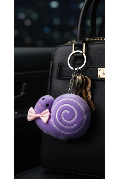 Şirin Peluş Salyangoz Anahtarlık – Sevimli Çanta Süsü 11 cm (Turkuaz / Mor / ...