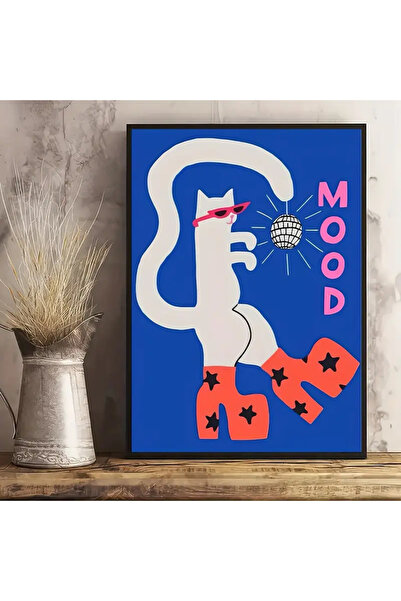 512 STORE Estetik Cat Disko Time Duvar Dekor Çerçevesiz Poster Modern Retro V...