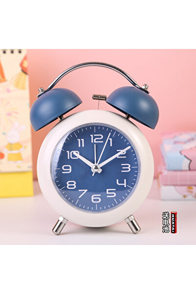 Livava Metal Masa Saati Alarmlı ve Işıklı, Mavi, 15x10