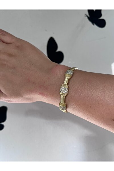 shop PASLANMAZ ÇELİK GOLD TAŞLI PARLAK IŞILTILI KELEPÇE BİLEZİK