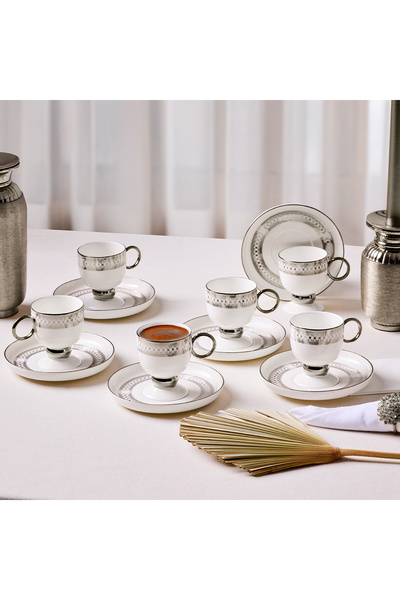 Aryıldız Aurelia Silver 12 Parça 6 Kişilik Kahve Fincan Takımı 90 ml