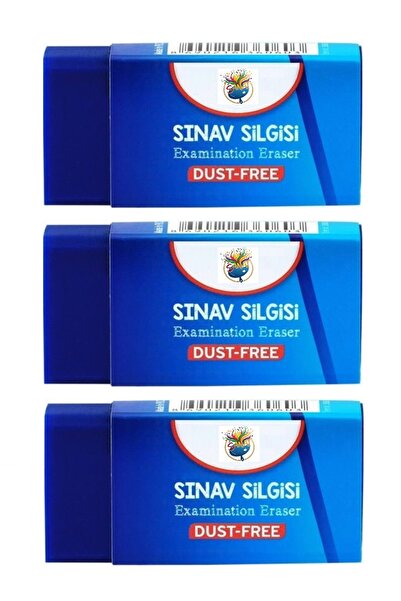 Palet Sanat 3 Adet Mavi Sınav Silgisi Yumuşak kenar, Kompakt form, PVC/fitala...