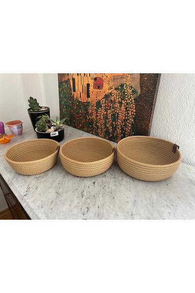 Tresshandicraft 3-Piece Wicker Basket Set (Straw Color)