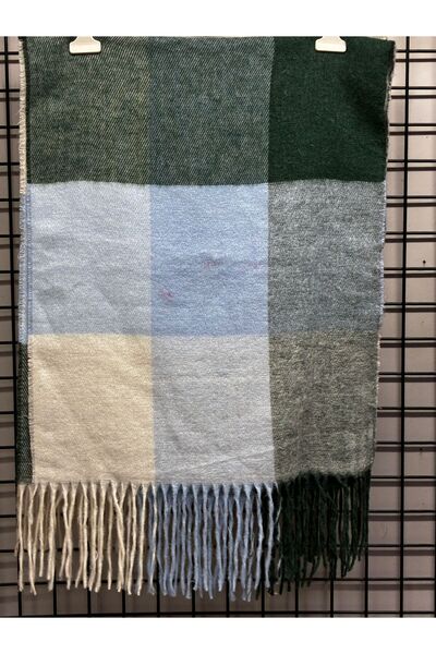 Hat Town Unisex Puffy Plaid Shawl Scarf 45X220 cm