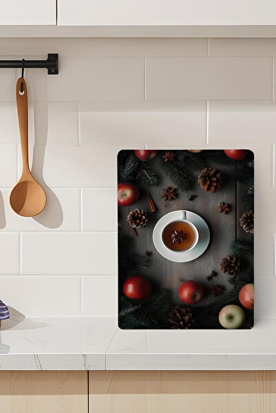 kutuTR Winter Spices and Tomato Pattern Tempered Glass Cutting Board 21X30 cm...