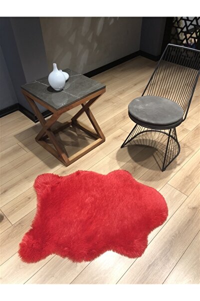 Halımax Tavşan Tüyü Kaymaz Tabanlı Kırmızı A Kesim Dekoratif Post Peluş Halı Yatak Odası Koridor Halısı