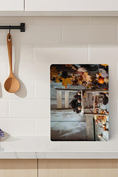 kutuTR Uv Printing on Autumn and Wood Staircase Pattern Tempered Glass Cuttin...