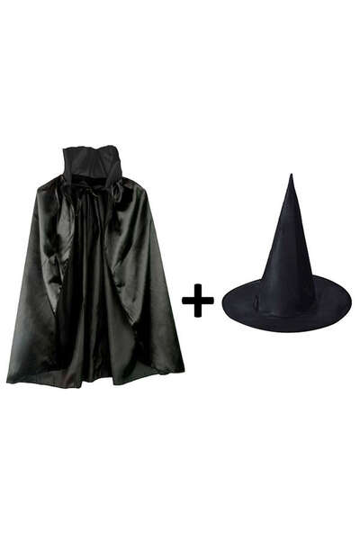 ZERO LAND Lvsqvr Black Collar Cape and Black Witch Hat Set (230236) Child Size
