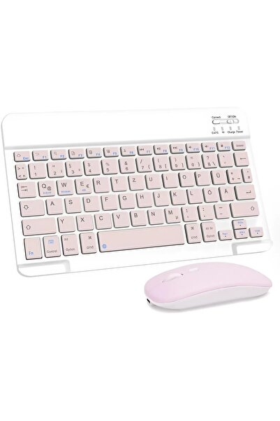 Novatis Bluetooth Kablosuz Klavye ve Mouse Seti Tablet Telefon Tüm Cihazlara Uyumlu Renkli Sessiz Tasarım