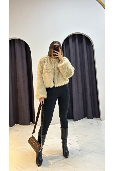 MERVENS Crop Faux Fur Coat