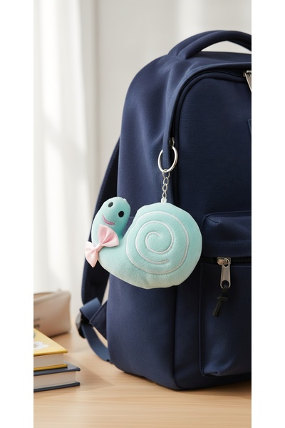 Şirin Peluş Salyangoz Anahtarlık – Sevimli Çanta Süsü 11 cm (Turkuaz / Mor / ...