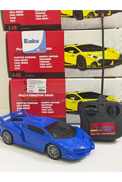 KİNKU Full Fonksiyon Uzaktan Kumandalı Pilli Yarış ArabasI 30X10 CM [MAVİ-KIR...