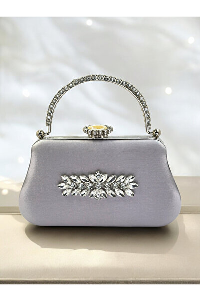 Biçanta Color Glitter Satin Crystal Stone Handle Women Evening Dress Bag Wedding Engagement Graduation