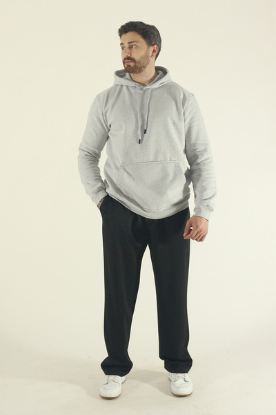 EydaMoon Men's Gray Winter Relax Fit Fleece Inside K Hooded Kangaroo Pocket Sweatshirt