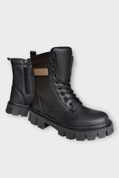 Liger Winter lace-up zippered long women's boots black