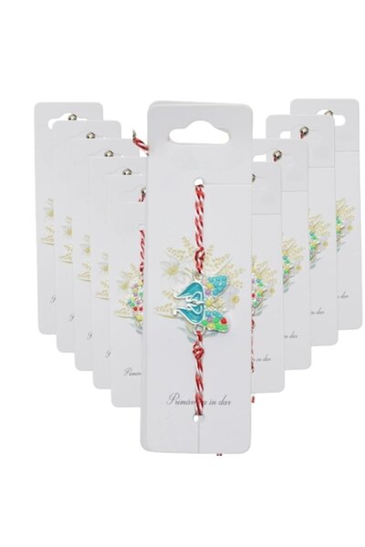 GOLD MARKET Set de 10 brățări tradiționale de mărțișor cu șnur alb-roșu, pandantiv fluture