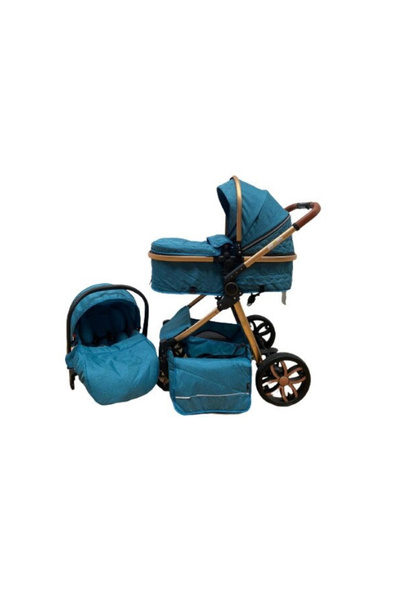L-Sun Bubu-Still Sun 3-in-1 stroller, aluminum, reversible bassinet & car seat, bag included, turquoise