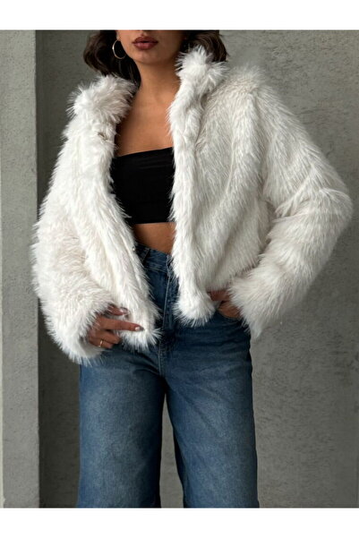 Caddebostan Moda Stone Women's Faux Faux Fur Coat Modern Premium Luxury Trend Design Jacket