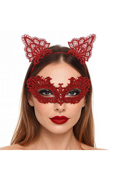 ZERO LAND Lvsqvr Stylish Red Lace Mask and Crown Set No. 5 – Masquerade & (00844) Special Events