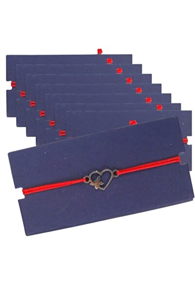 GOLD MARKET Set 10 Martisoare tip Bratara pentru copii, Inox si Textil, Inima...