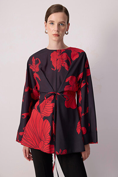 Touché Privé Flower Patterned Japanese Sleeve Tunic