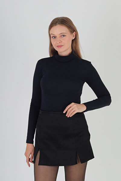 GIANT BASIC بلوزة/بودي/بادي بأكمام طويلة وياقة عالية من القطن فائق النعومة