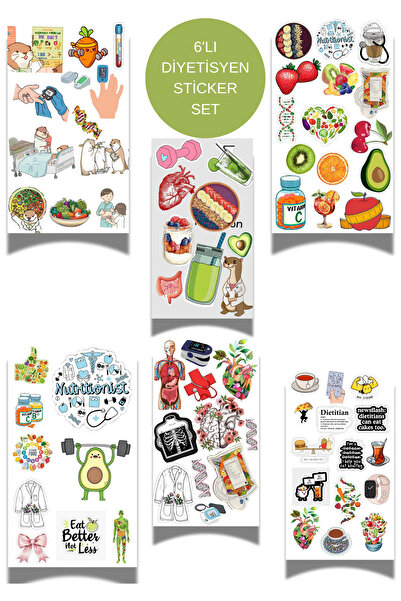 elviano 6'LI DİYETİSYEN MESLEK STİCKER SET AJANDAYA UYGUN