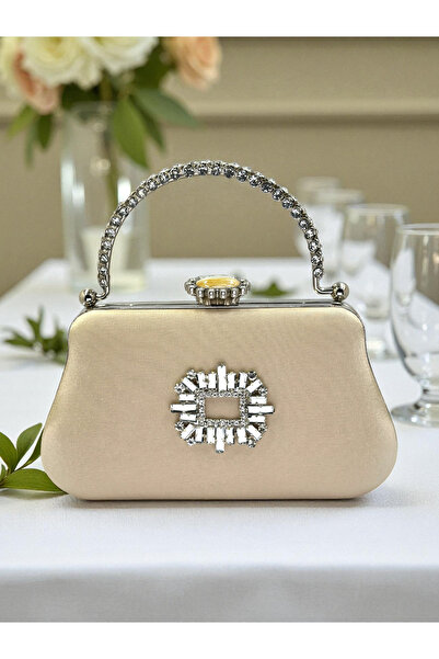 Biçanta Color Glitter Satin Crystal Stone Handle Women Evening Dress Bag Wedding Engagement Graduation