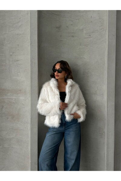 Caddebostan Moda Γυναικείο τζάκετ Stone Faux παλτό με συνθετική γούνα Modern Premium Luxury Trend Design