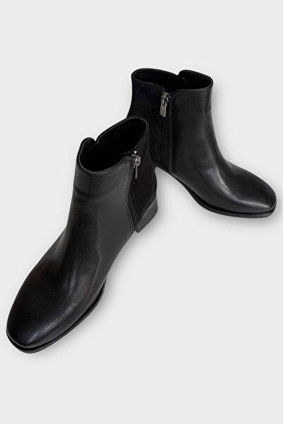 Liger Γυναικείες μπότες με πέτρινη λεπτομέρεια με χοντρό τακούνι ΜΑΥΡΟ